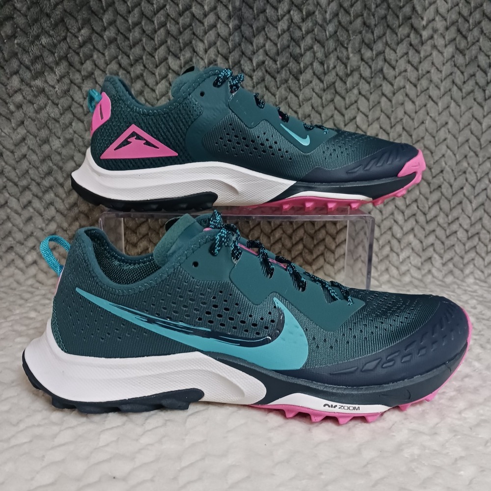 Nike Air Zoom Terra Kiger 7 Dark Teal Green Pink Womens Trail Running Shoes Sz 9